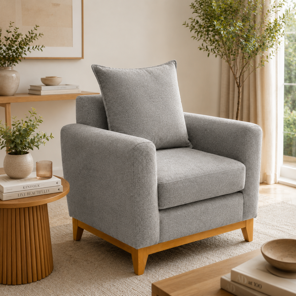 Sillon Meli en Chenille Tipo Lino