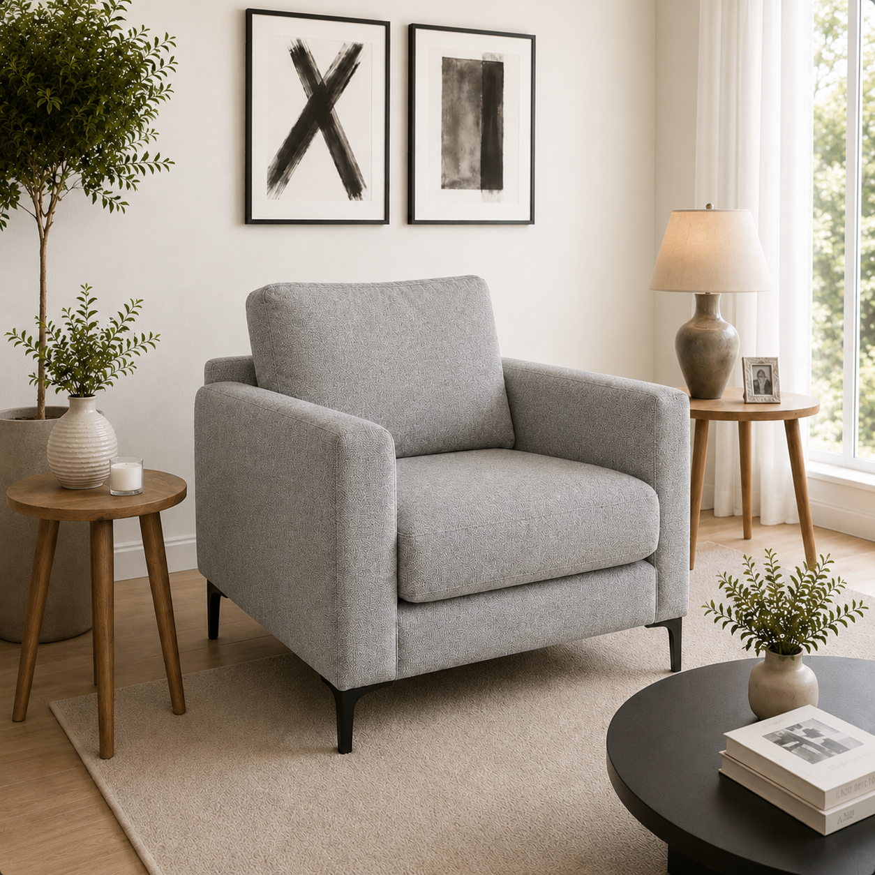 Sillon Alanna en Chenille Tipo Lino