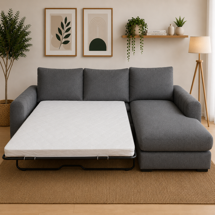 Seccional Cama Kandra en Chenille Tipo Lino