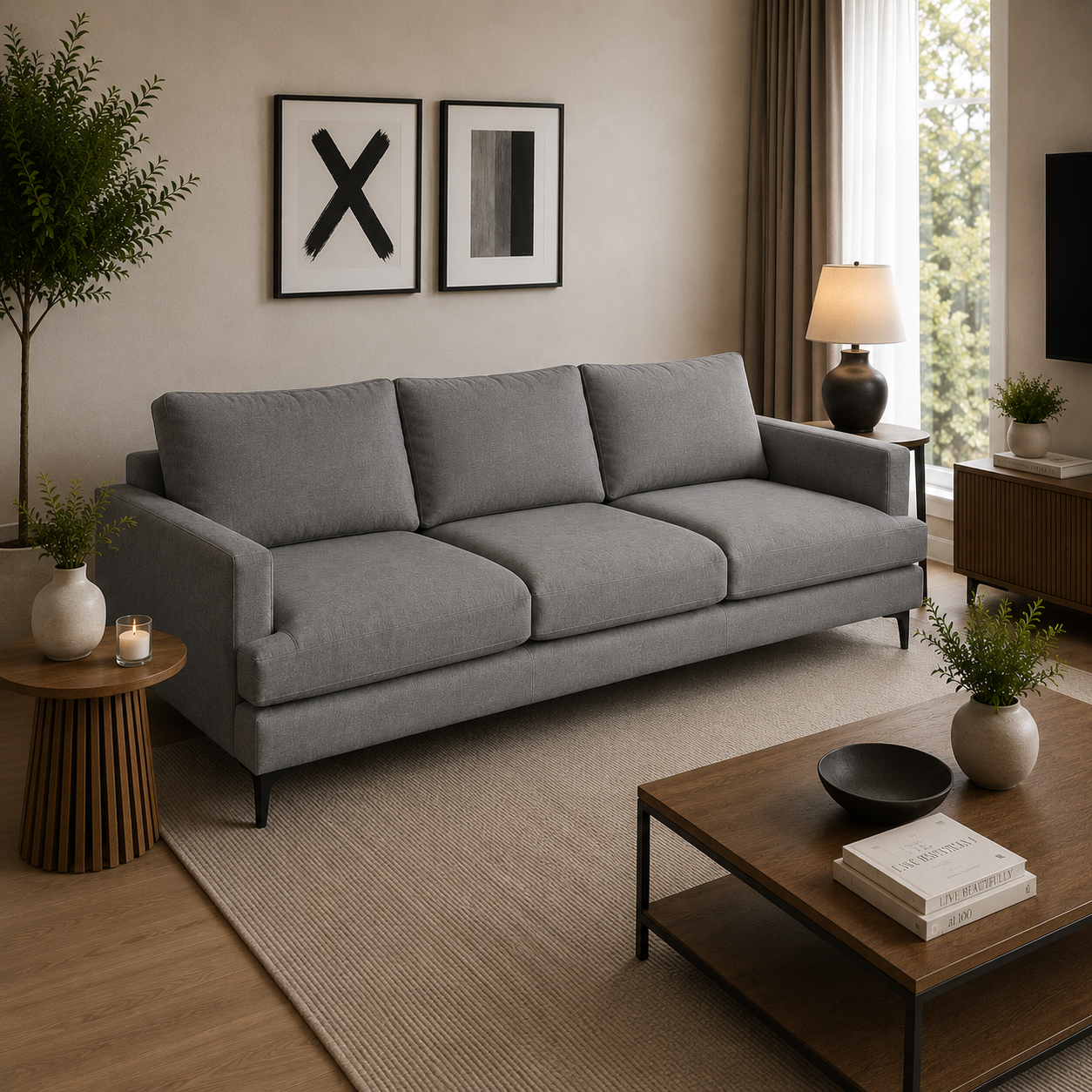 Sofa Aldara en Chenille Tipo Lino