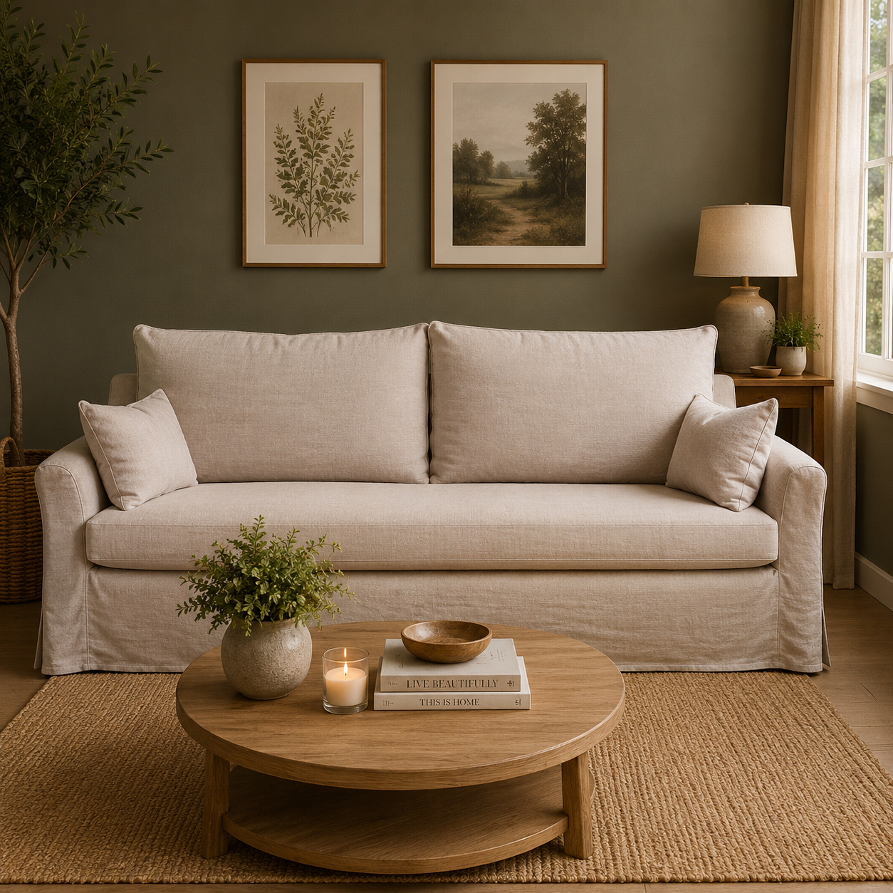 Sofa Lircay con Funda en Chenille Tipo Lino