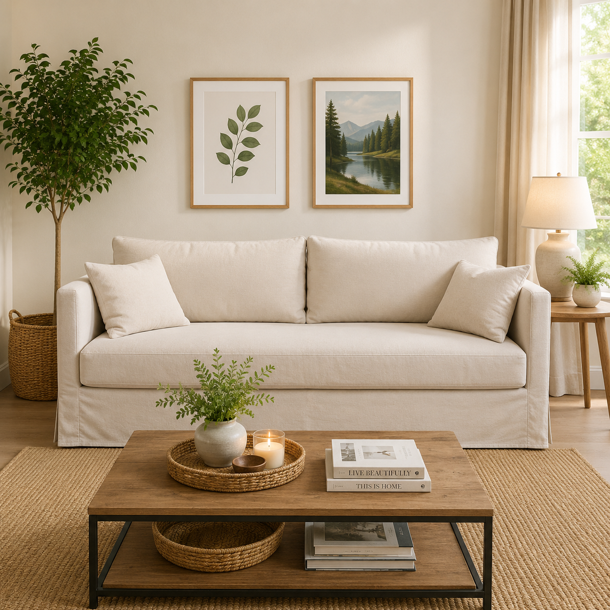 Sofa Quepe con Funda en Chenille Tipo Lino